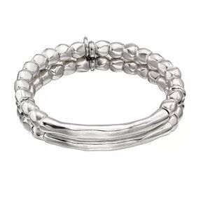 UNO de 50 Double Strand Silver Beaded Bracelet with Tubular pieces